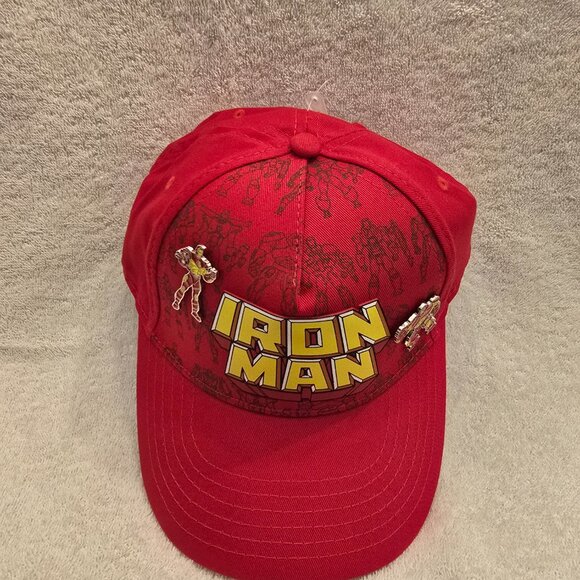 Disney Marvel Iron Man Cap Hat Adult With 2 Pins - Picture 5 of 5